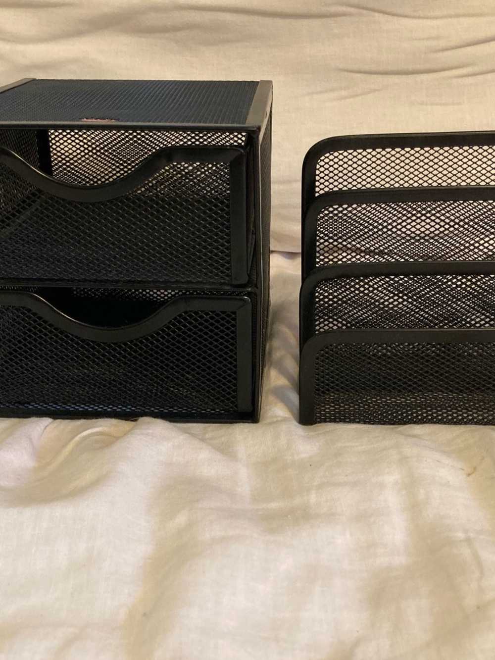 Rubbermaid black Mesh Desk Organizer Set – 2-Drawer & 3-Slot File Holder